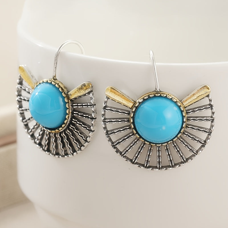 Pendientes Abanico Turquesa de Oro