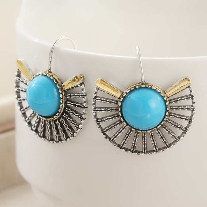Pendientes Abanico Turquesa de Oro