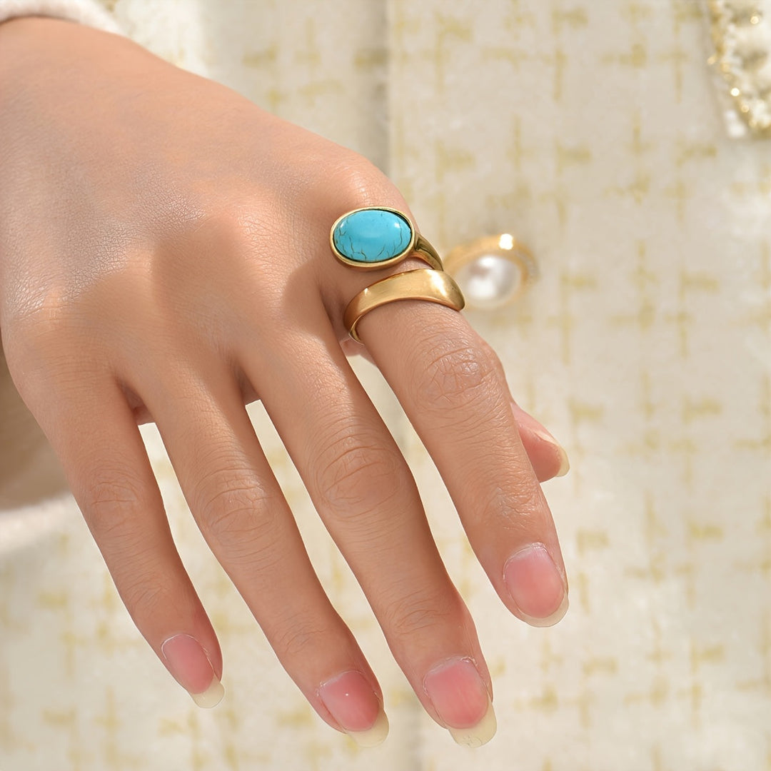 Anillo Abierto Turquesa de Oro