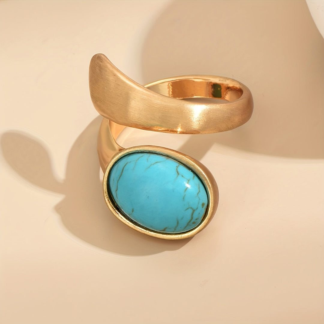 Anillo Abierto Turquesa de Oro