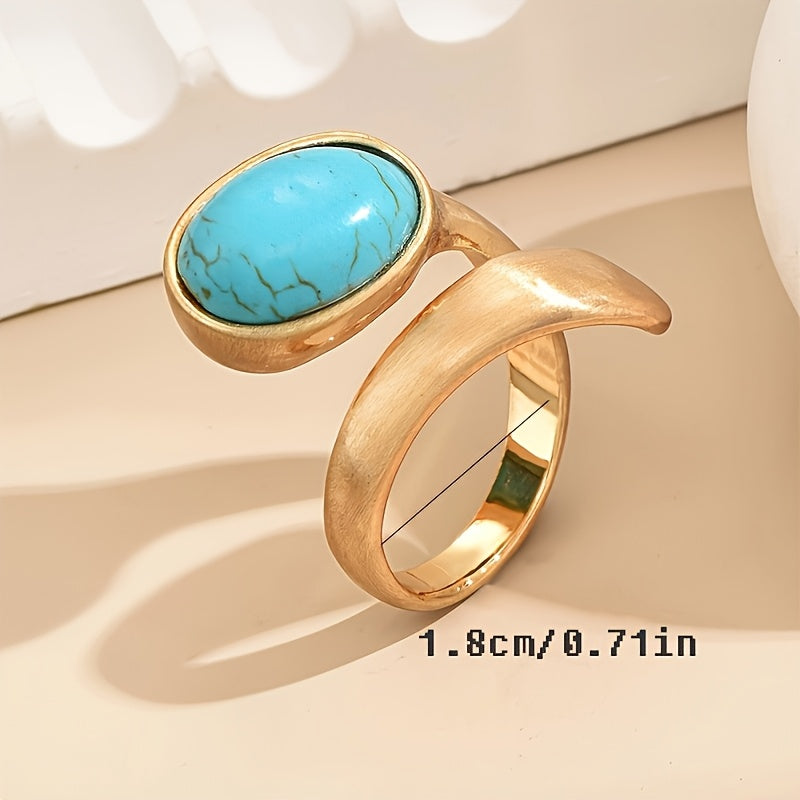 Anillo Abierto Turquesa de Oro