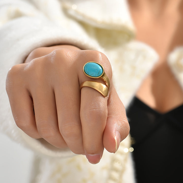 Anillo Abierto Turquesa de Oro