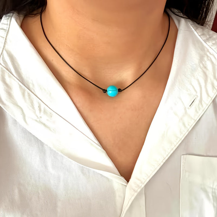 Collar Cuenta Turquesa Ajustable