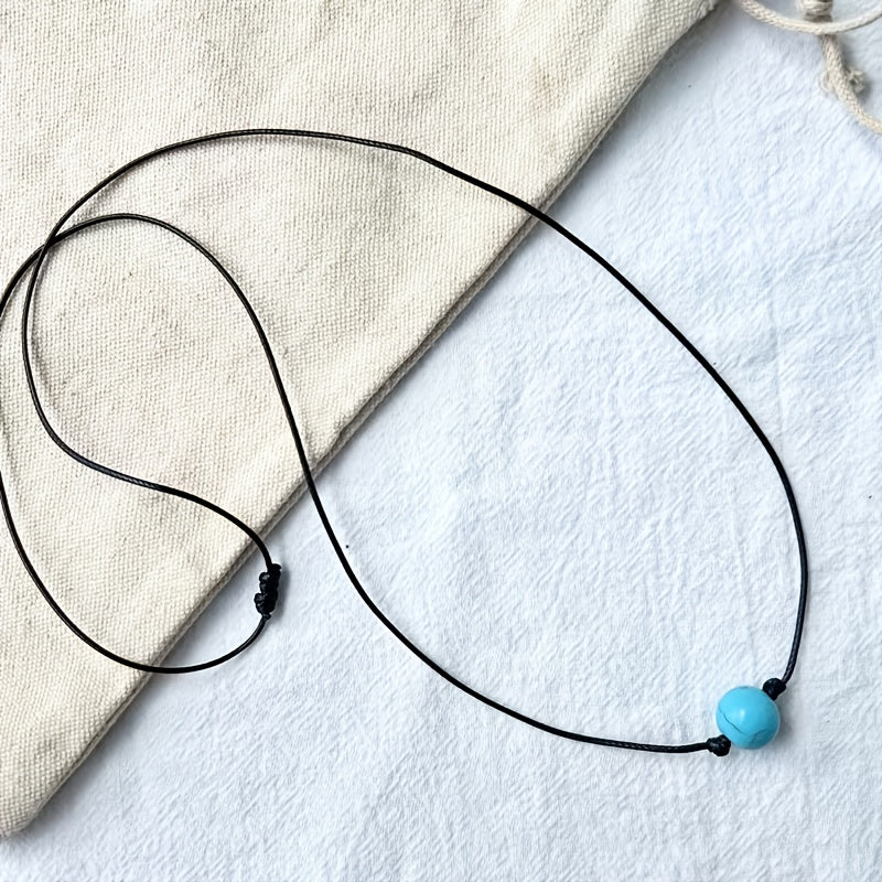 Collar Cuenta Turquesa Ajustable