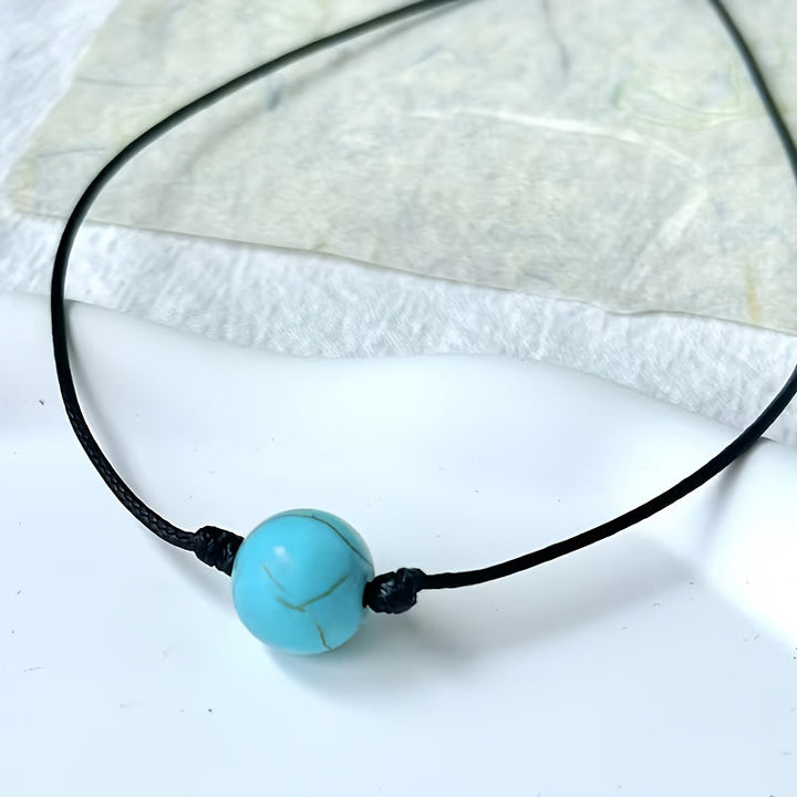 Collar Cuenta Turquesa Ajustable