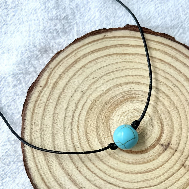 Collar Cuenta Turquesa Ajustable