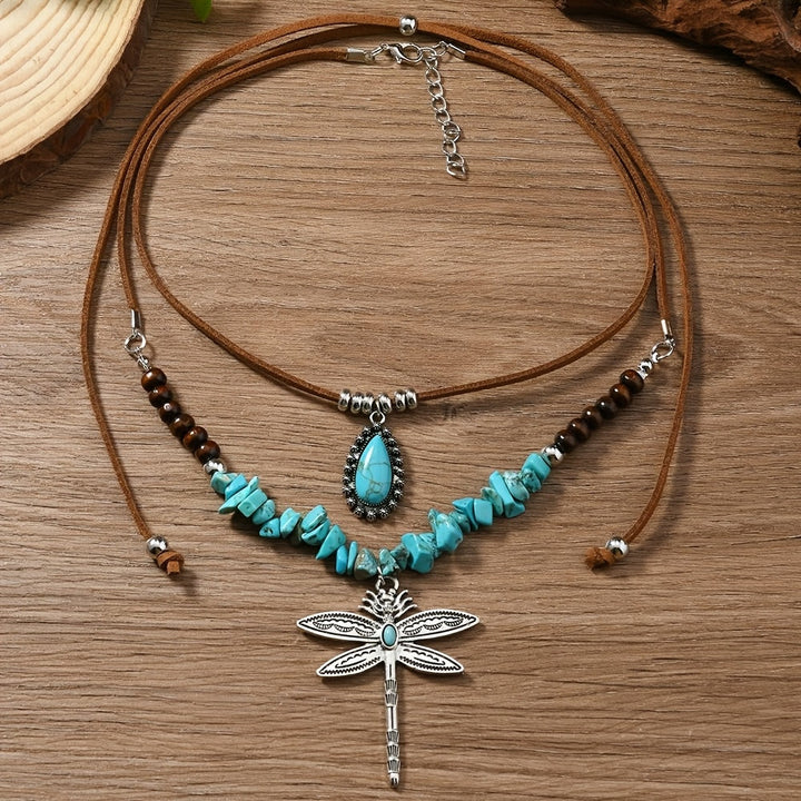 Collar Libélula Turquesa en Capas