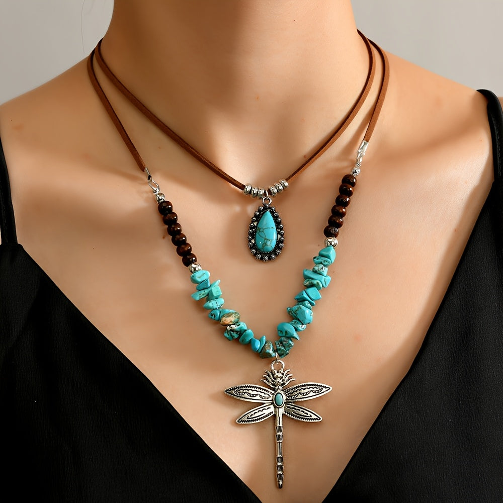 Collar Libélula Turquesa en Capas