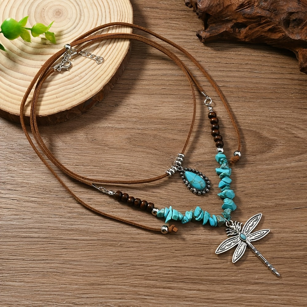 Collar Libélula Turquesa en Capas