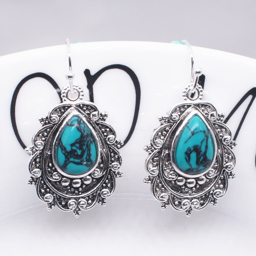 Pendientes Filigrana Turquesa Vintage Negros