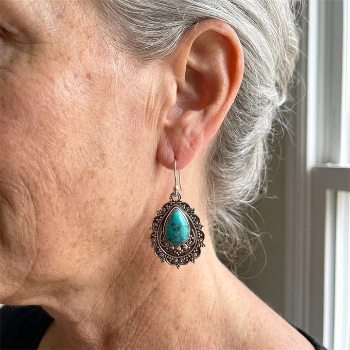 Pendientes Filigrana Turquesa Vintage Negros