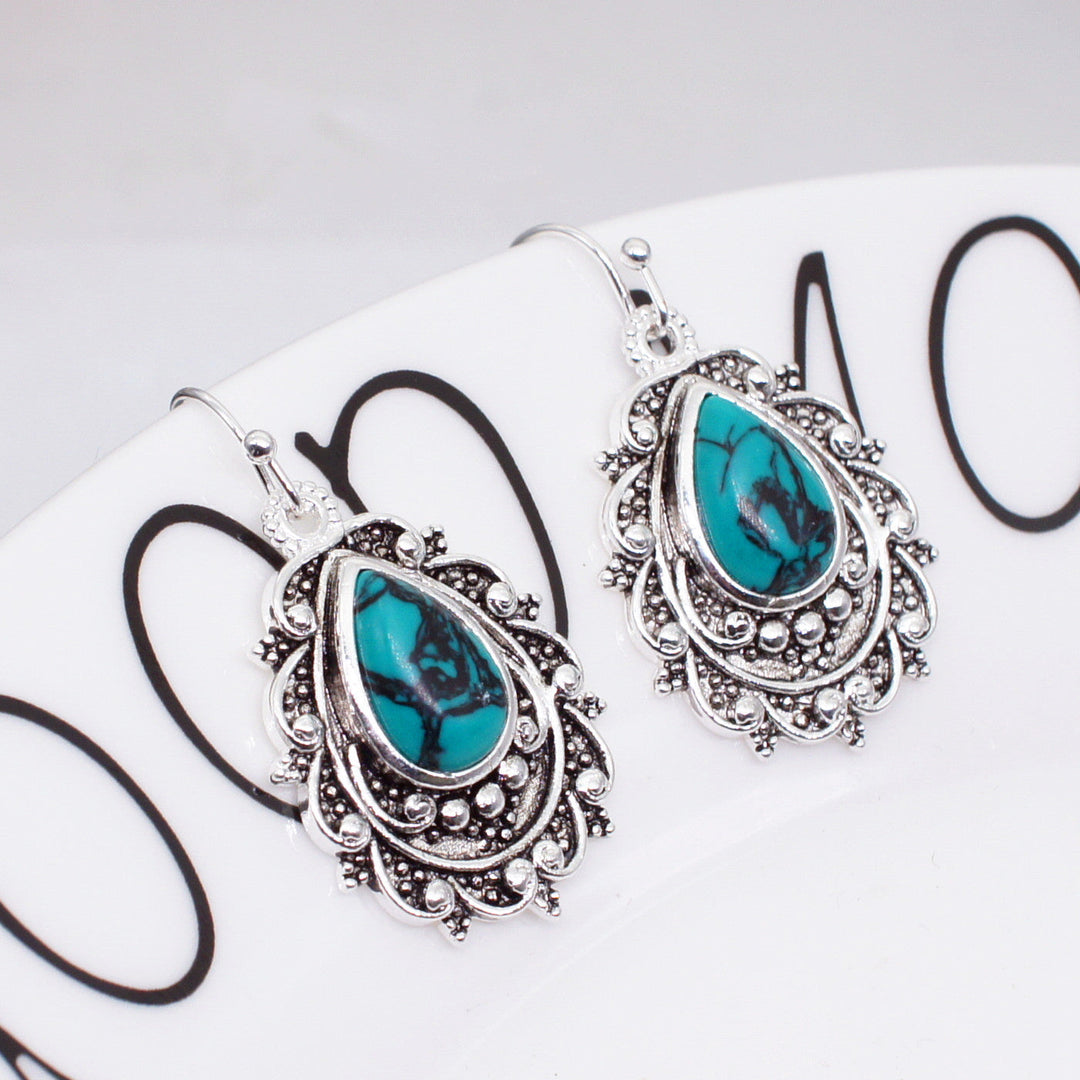 Pendientes Filigrana Turquesa Vintage Negros