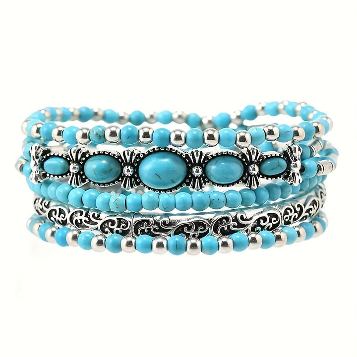 Pulsera Capas Cuentas Turquesa Boho
