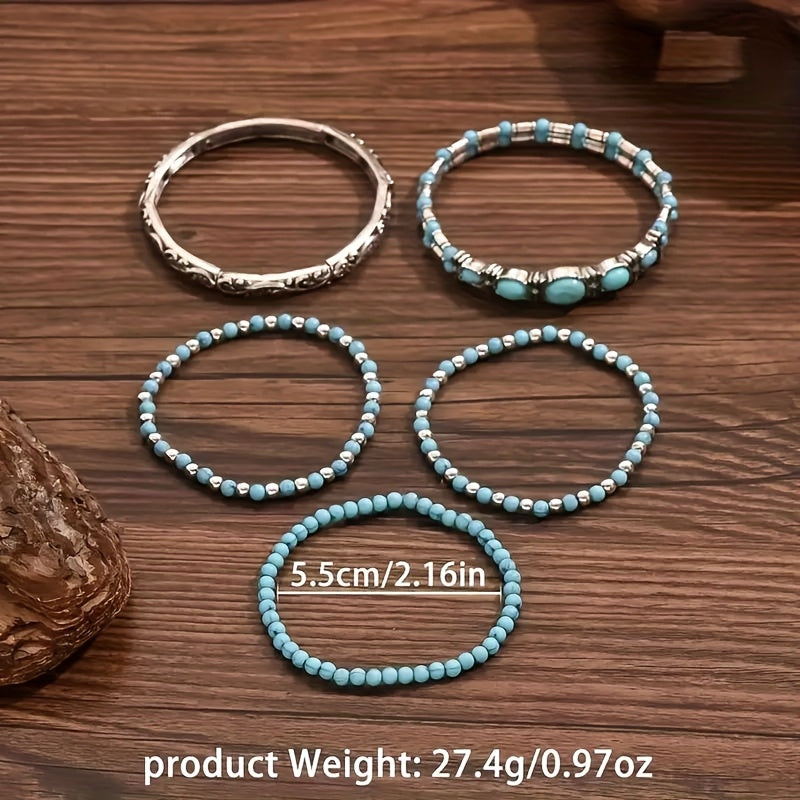 Pulsera Capas Cuentas Turquesa Boho