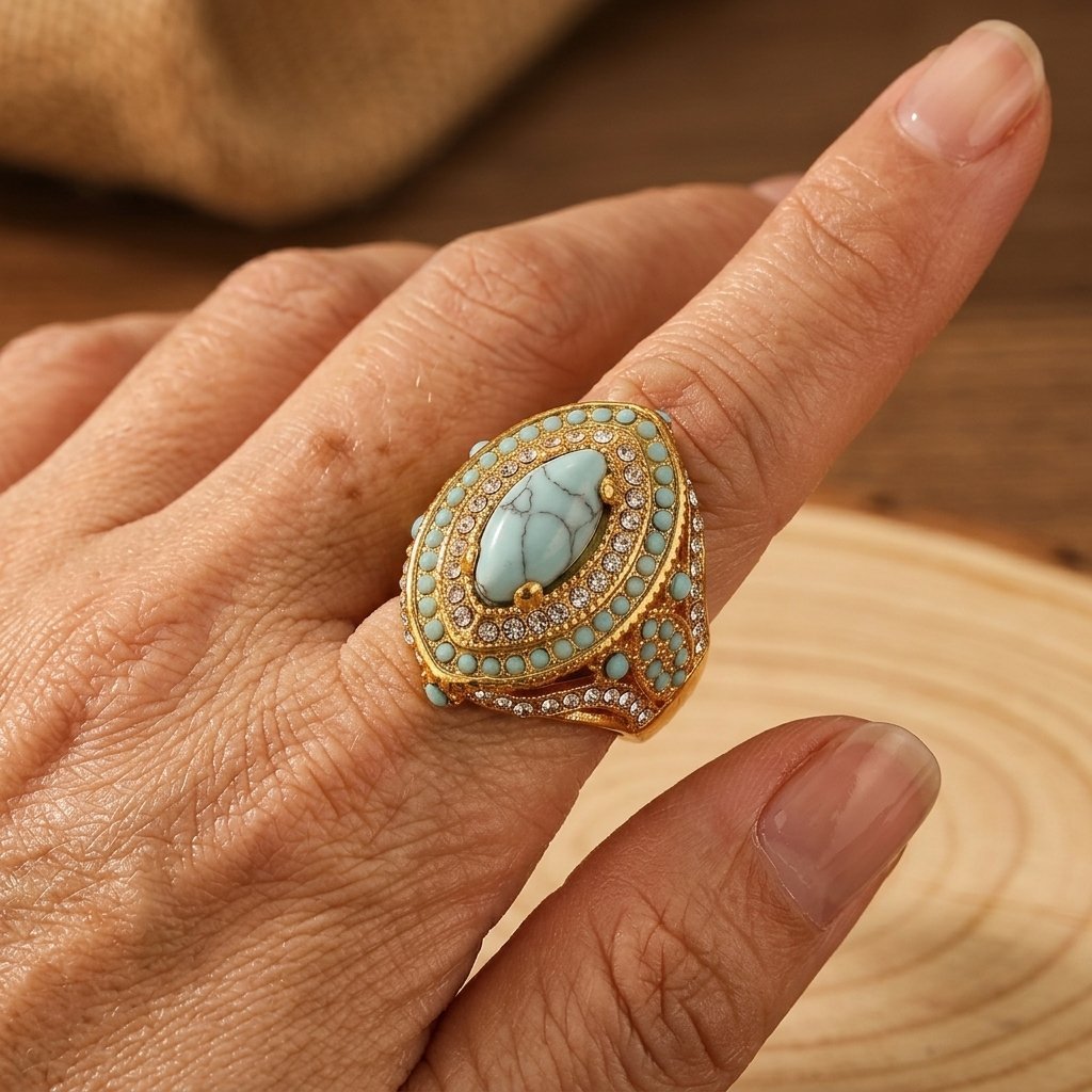 Anillo Turquesa Boho con Piedras