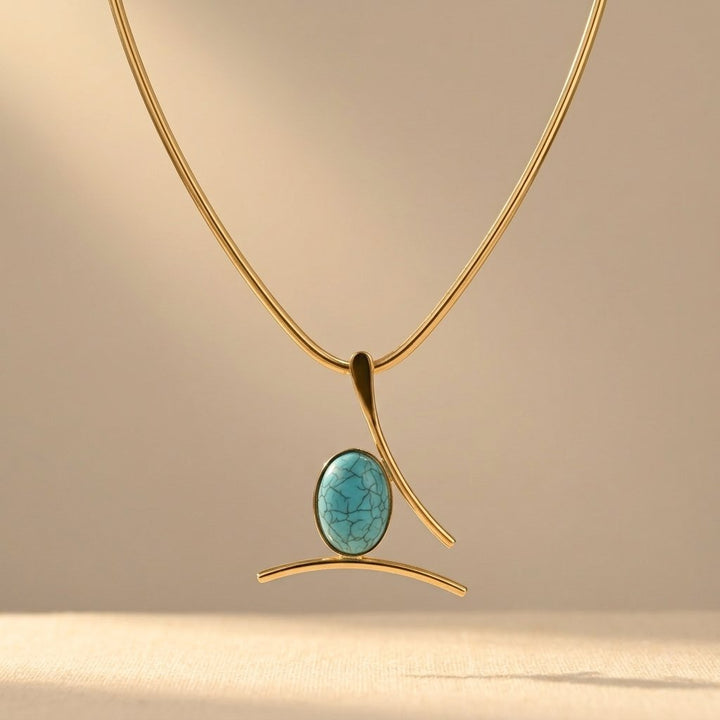 Collar Colgante Ovalado Turquesa