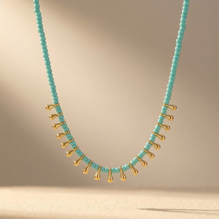 Collar Largo Gotas Turquesa