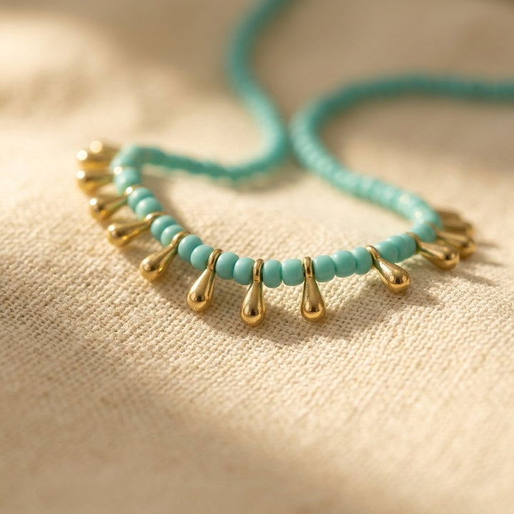 Collar Largo Gotas Turquesa