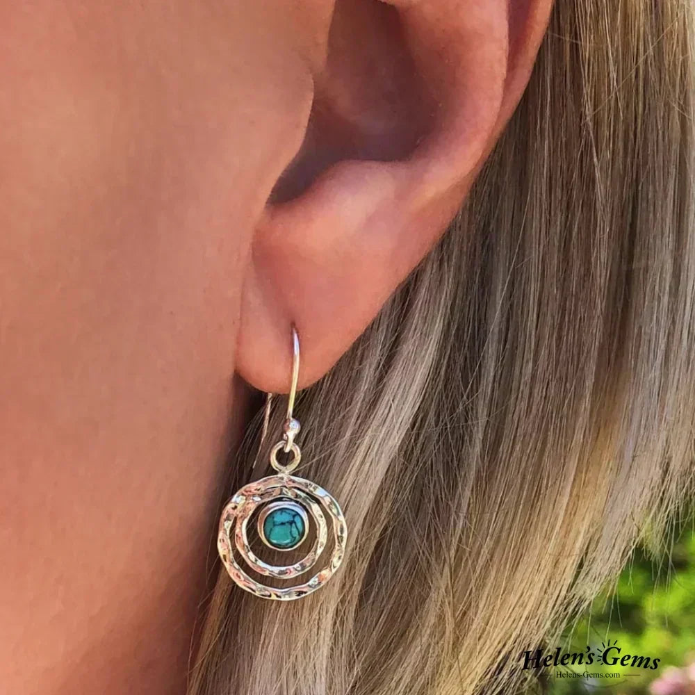 Pendientes Saturno Boho Turquesa y Oro