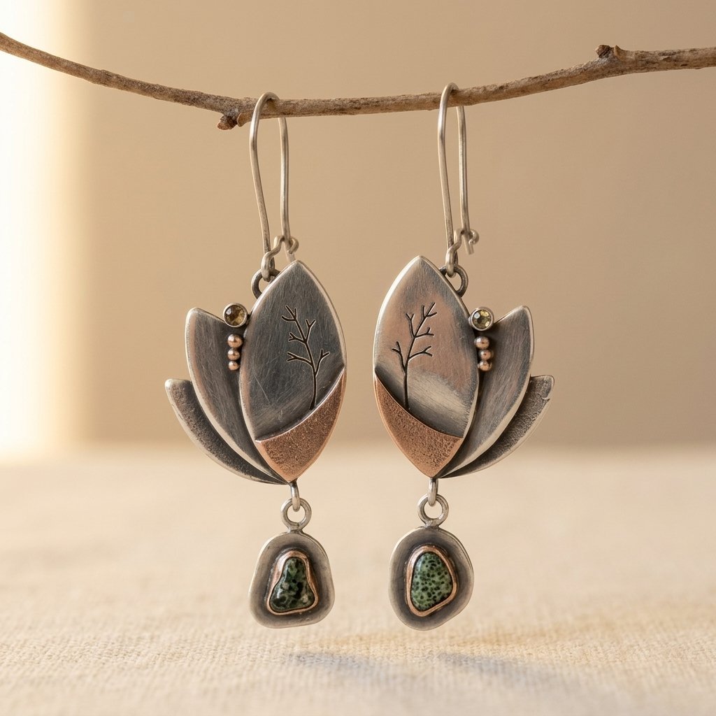 Pendientes Plateados Turquesa Geométricos