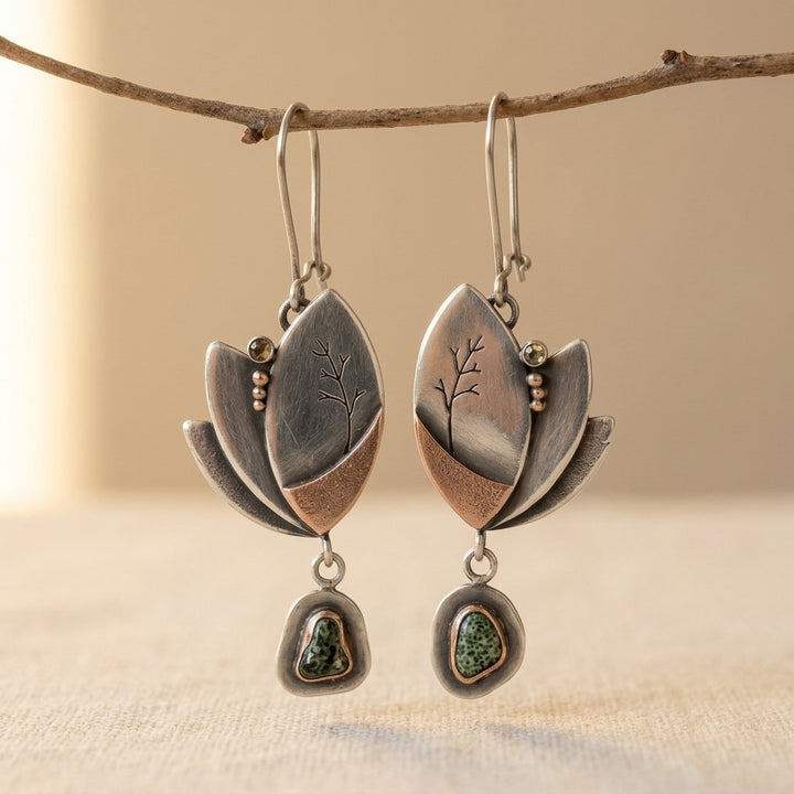 Pendientes Plateados Turquesa Geométricos