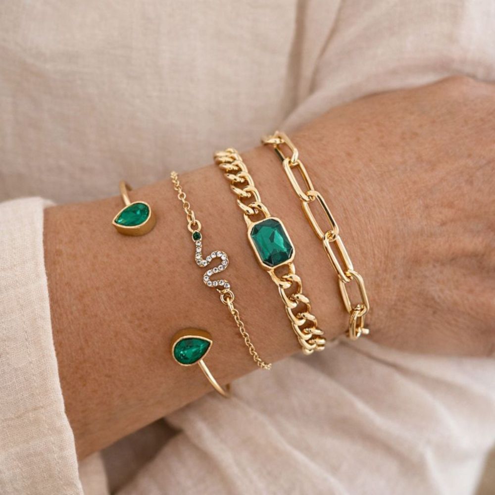 Pack de Pulseras Cristales Verdes