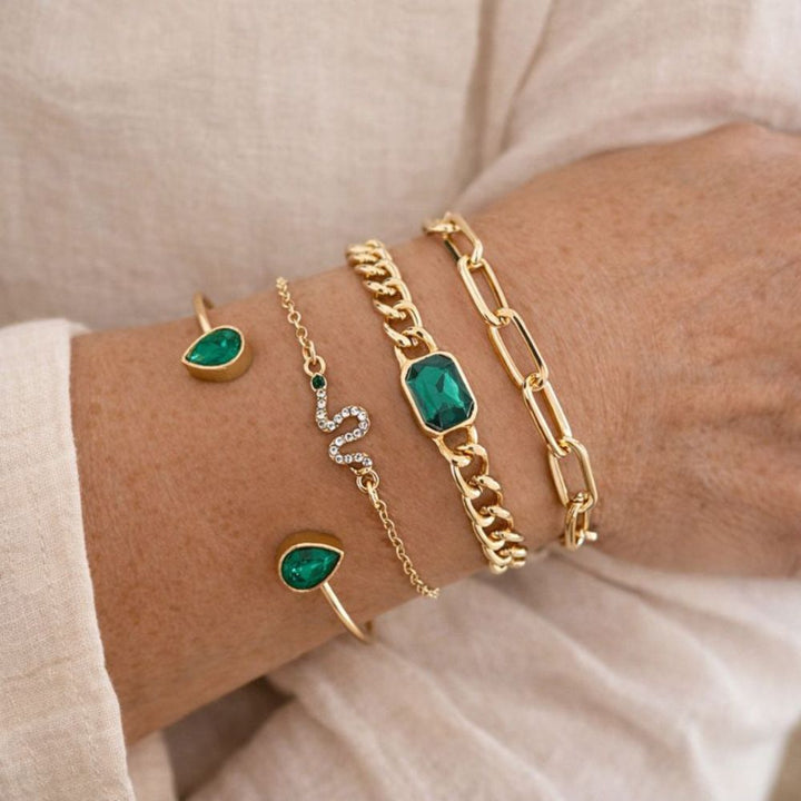 Pack de Pulseras Cristales Verdes