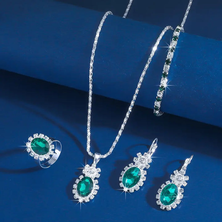 Conjunto de Joyería Plateado Elegante