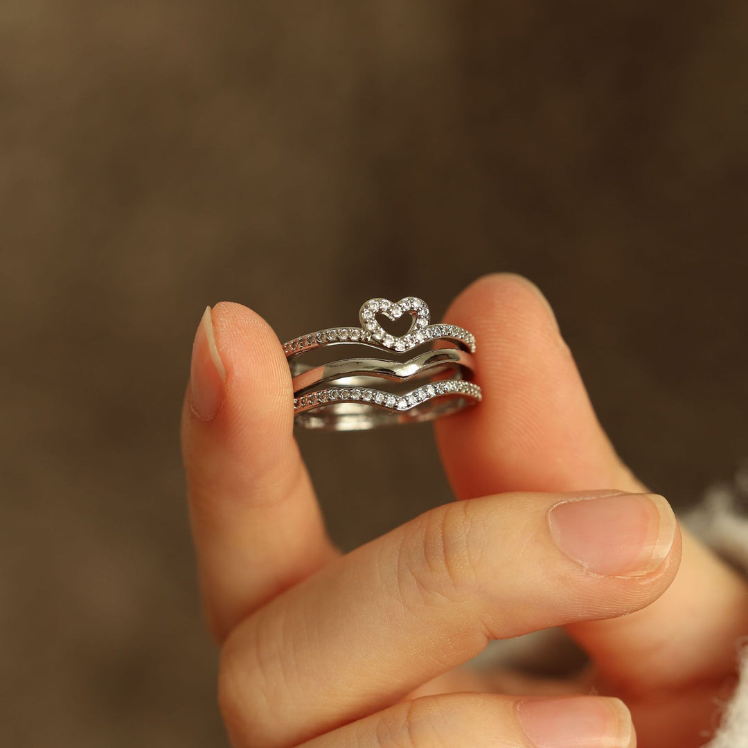 Conjunto Anillos Apilables Corazón