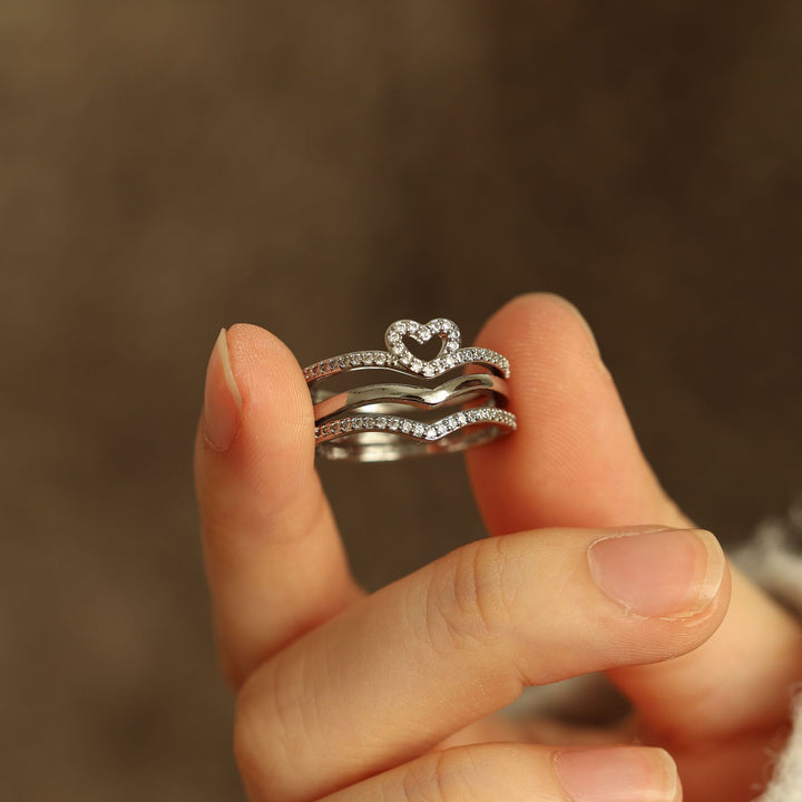 Conjunto Anillos Apilables Corazón