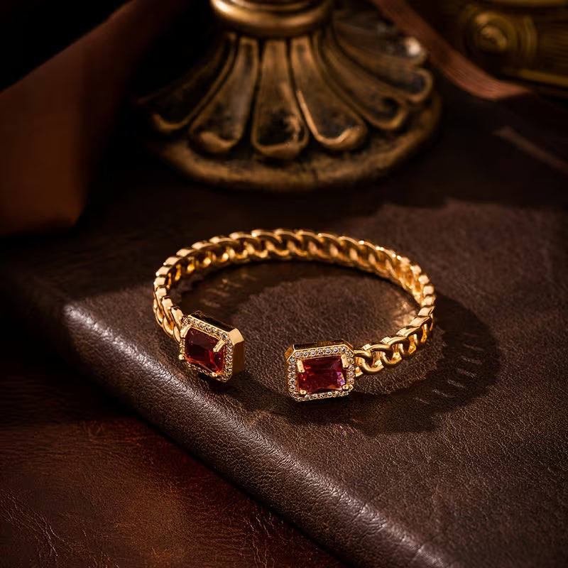 Pulsera abierta de rubí Veloria Oro