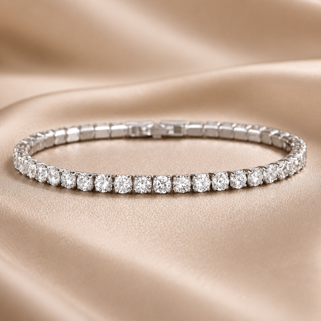 Pulsera Tenis Cristal Oro Blanco