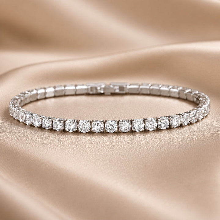 Pulsera Tenis Cristal Oro Blanco