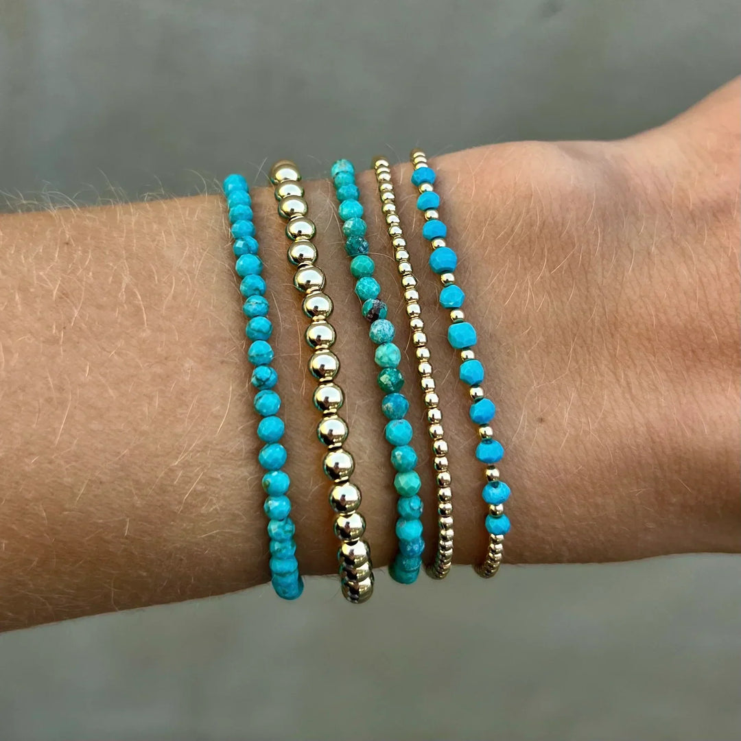 Pulsera Cuentas Turquesa de Oro Apilable