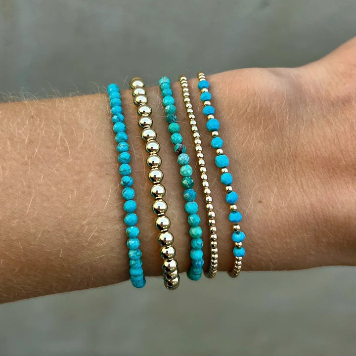 Pulsera Cuentas Turquesa de Oro Apilable