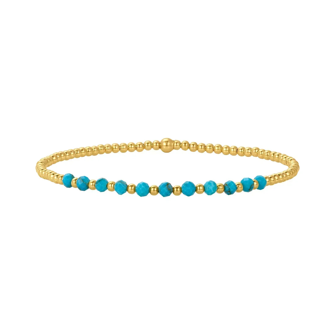 Pulsera Cuentas Turquesa de Oro Apilable