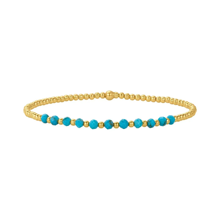 Pulsera Cuentas Turquesa de Oro Apilable
