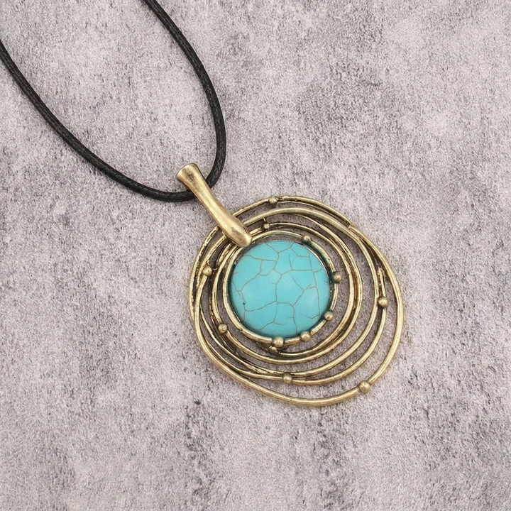 Collar Cordón Negro Turquesa Espiral