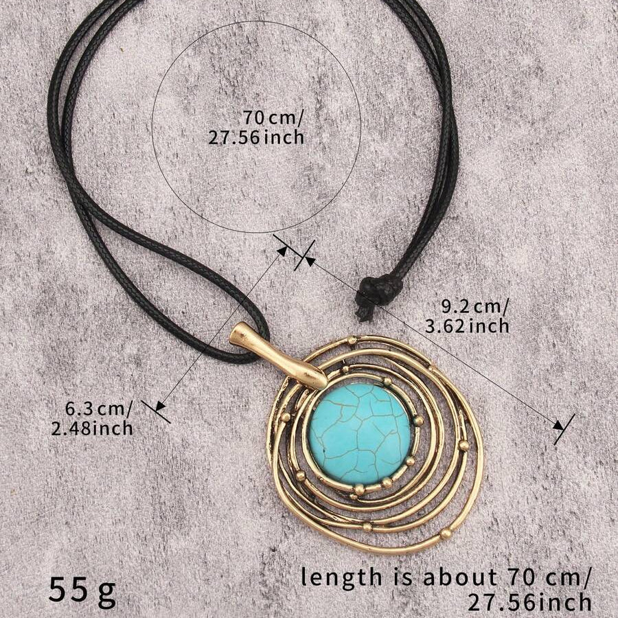 Collar Cordón Negro Turquesa Espiral