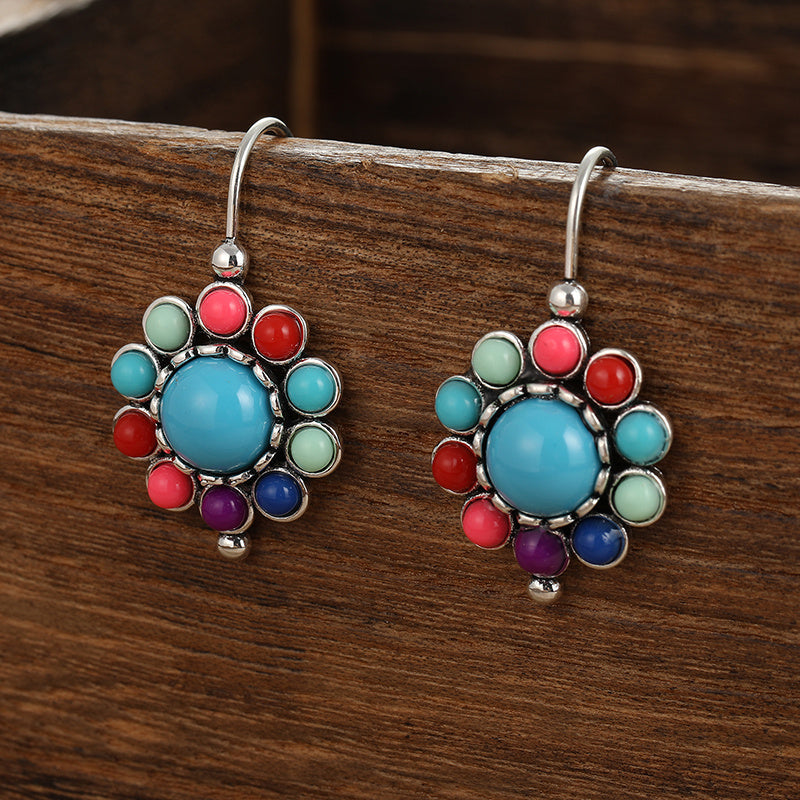 Pendientes Flor Turquesa y Coral