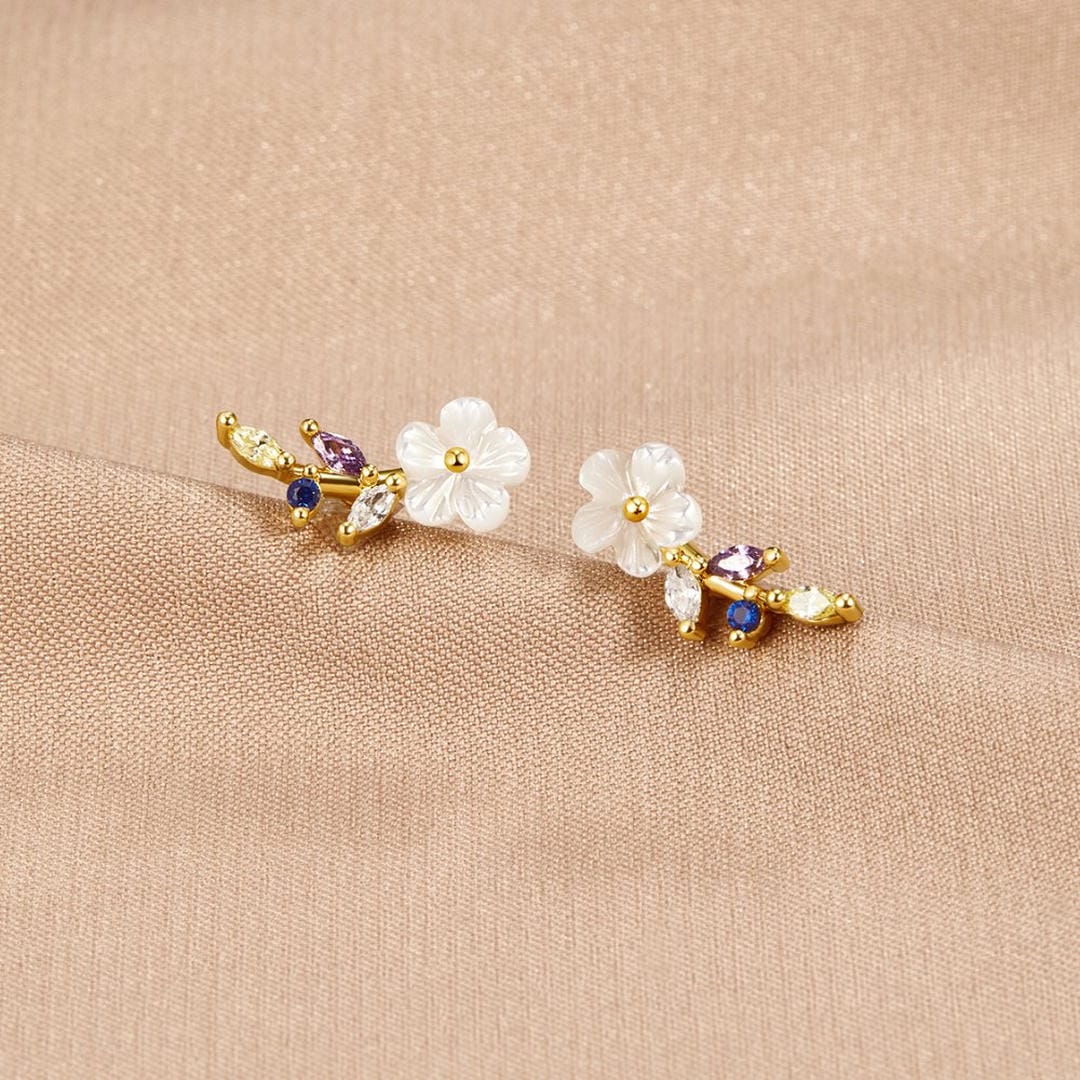 Pendientes Flor Cristal Blanco