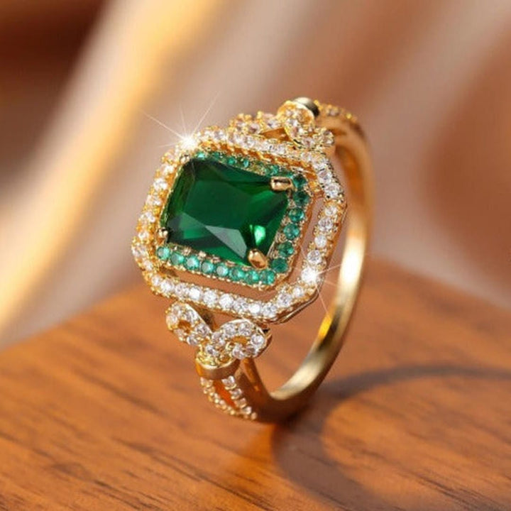 Anillo Cristal Verde Luminoso