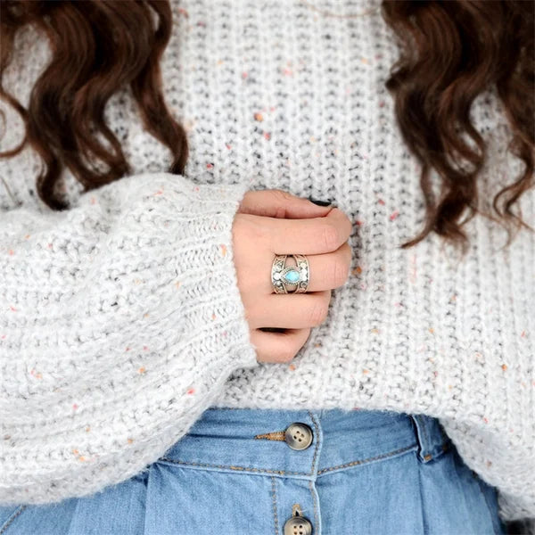 Anillo Gota Calada Turquesa