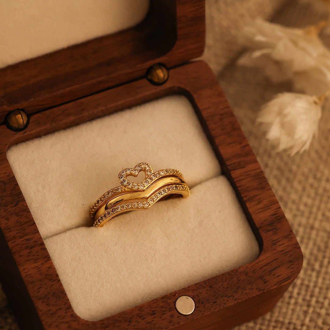 Conjunto Anillos Apilables Corazón