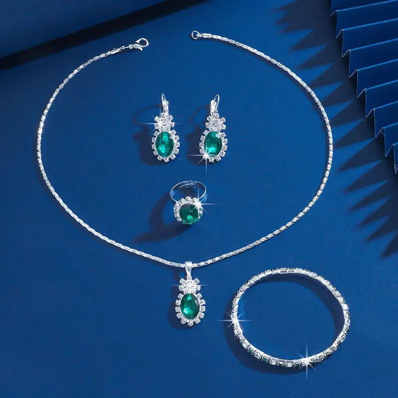Conjunto de Joyería Plateado Elegante