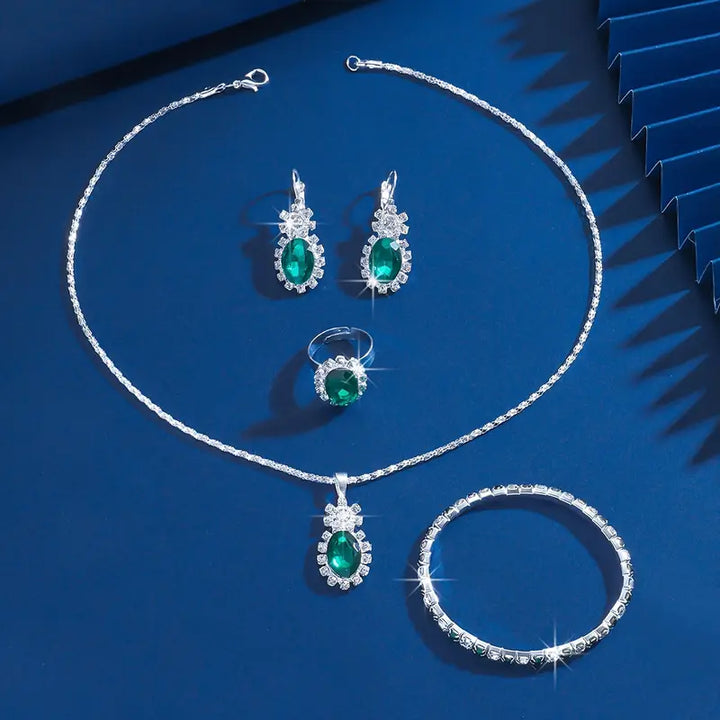 Conjunto de Joyería Plateado Elegante
