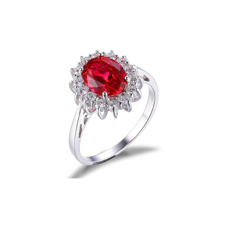 Anillo halo clásico de rubí Oro