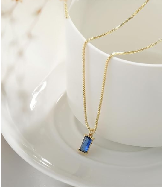 Colgante minimalista de zafiro Oro blanco