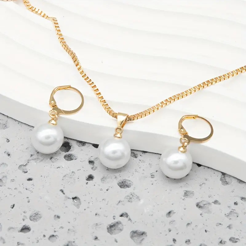 Conjunto de Collar Elegante y Delicado con Perlas