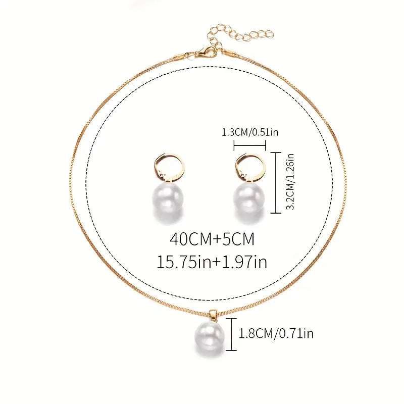 Conjunto de Collar Elegante y Delicado con Perlas